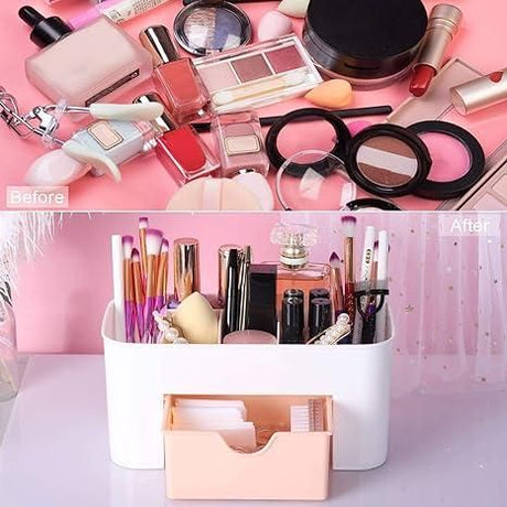 6 Slots And 1 Mini Drawer In This Beauty Organizer for Makeup Tools