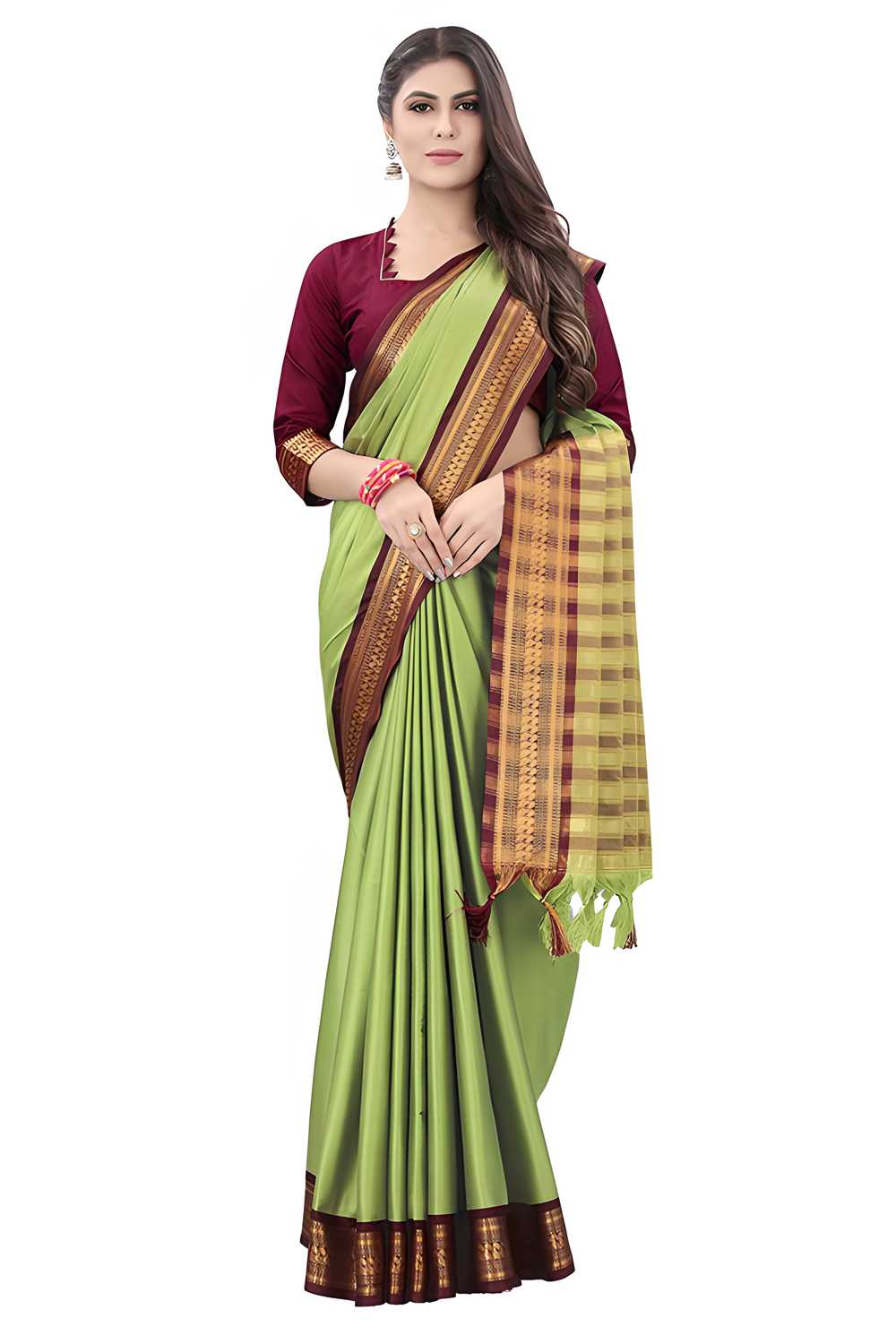 Latest Aura Silk Solid Saree With Zari Border