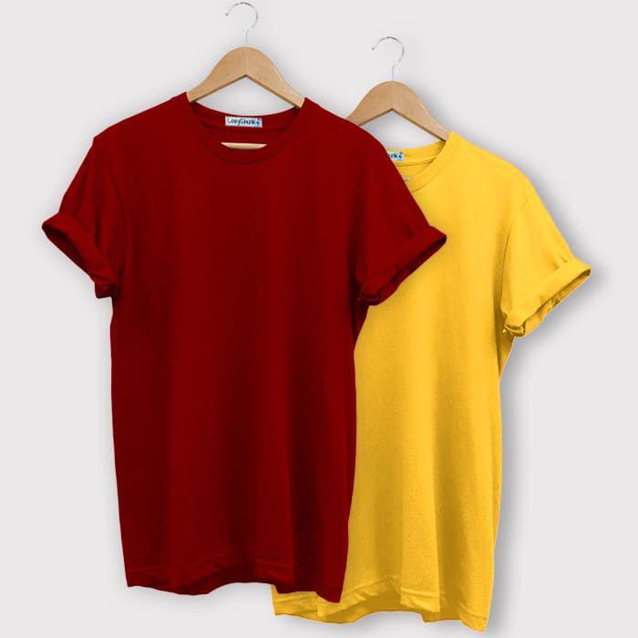 Cotton Solid Half Sleeves T-Shirt Buy 1 Get 1 Free