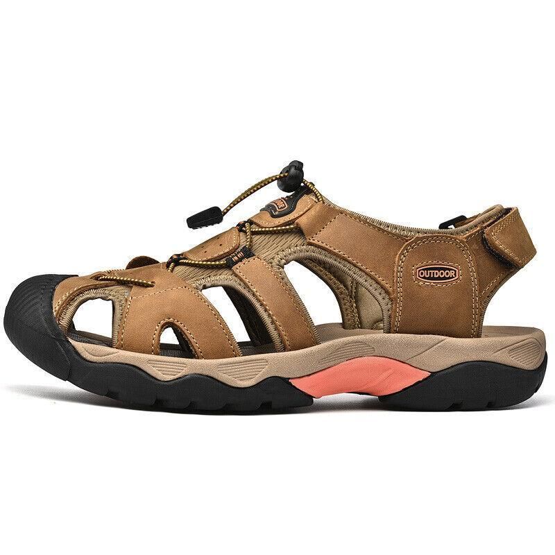 Men's Leather Closed Toe Sandal