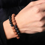 Authentic 5 Mukhi Rudraksha With Black Agate Beaded Bracelet�