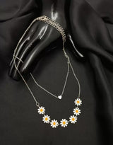 Beautiful Golden Daisy Heart Two-Layered Necklace For Women & Girls