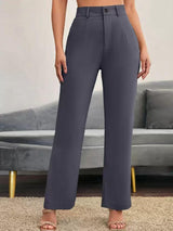 Elegant Grey & Black Lycra Solid Trousers Combo For Women