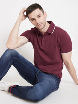 Gritstones Men Maroon Polo T-Shirt